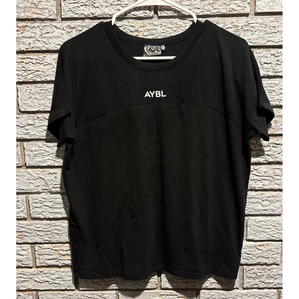 AYBL Core Loose Fit T-Shirt Black Short Sleeve Crew Neck Athletic Top Small